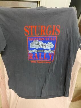 Vintage Single Stitch Sturgis Motorcycle Rally 50th Anniversary Shirt Size XL